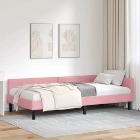 vidaXL Κρεβάτι Γωνίας Ροζ 90 x 190 cm Βελούδο
