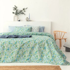 Σεντόνια FL6232 (Σετ 4τμχ) Green-Blue Palamaiki Queen Size 240x260cm 100% Βαμβάκι