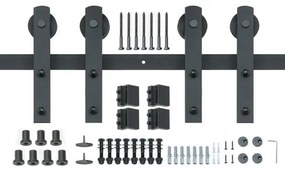 VEVOR 8FT Sliding Barn Door Hardware Kit, 330LBS Heavy Duty Barn Door Track Kit for Double Doors, Fit 3.7-4.3FT Total Wide and 1.3&quot;-1.8&quot; Thick 2 Door Panel, with Smooth &amp; Silent Pulley (I Shape)