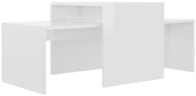 vidaXL Σετ Τραπεζάκια Σαλονιού Γυαλ. Λευκό 100x48x40 εκ. Επεξ. Ξύλο