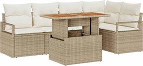 vidaXL Σετ Καναπέ Κήπου με αποθήκευση 6 pcs Μπεζ Πολυ ράταν