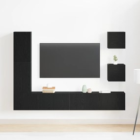 vidaXL Σετ Ντουλάπας Τηλεόρασης 6 τμχ Μαύρη Δρυς από Επεξεργασμένο Ξύλο