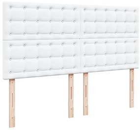 Κρεβάτι Boxspring με Στρώμα Λευκό 180x200 εκ. Συνθετικό Δέρμα - Λευκό