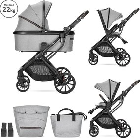 BABY STROLLER GLORY 2in1 GREY+ADAPTERS+pram body