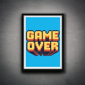 Πόστερ &amp; Κάδρο Game Over Cyan GM121 30x40cm Μαύρο Ξύλινο Κάδρο (με πόστερ)