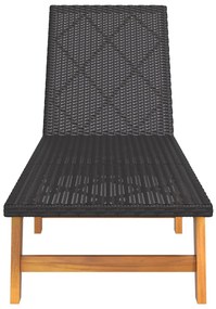 vidaXL Ξαπλώστρες 2 τεμ. Μαύρο &amp; Καφέ Συνθ. Ρατάν &amp; Μασίφ Ξύλο Ακακίας