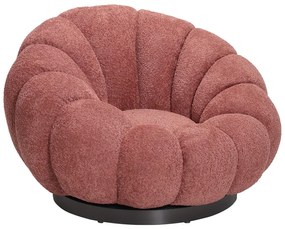 Πολυθρόνα περιστρεφόμενη Nester pakoworld μπουκλέ ύφασμα σε απόχρωση σάπιο μήλο 98x97x69εκ