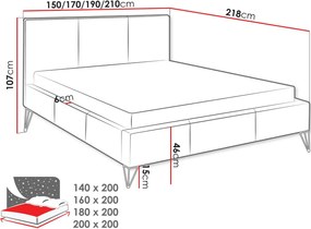 Επενδυμένο κρεβάτι Loren-Gkri Anoixto-140 x 200