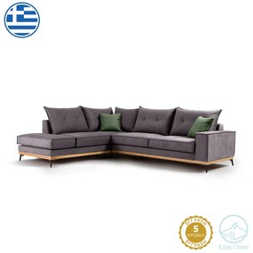 Intrahome Γωνιακός καναπές δεξιά γωνία ZAGROSINA Intrahome ύφασμα ανθρακί-κυπαρισσί 290x235x95εκ | SKU: INTRAPA-279111123