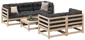 vidaXL Καναπές Κήπου Σετ 6 Τεμαχίων από Μασίφ Ξύλο Πεύκου