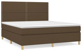 vidaXL Κρεβάτι Boxspring με Στρώμα Σκούρο Καφέ 180x200 εκ Υφασμάτινο