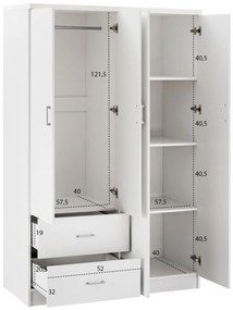 ΝΤΟΥΛΑΠΑ 4ΦΥΛΛΗ ME 2 ΣΥΡΤΑΡΙΑ BLAKELY HM339.05 ΛΕΥΚΗ 120Χ42,5Χ180,5 εκ.
