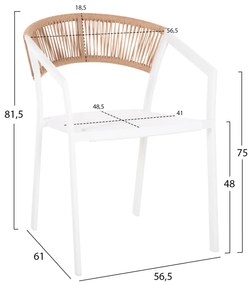 ΠΟΛΥΘΡΟΝΑ ΑΛΟΥΜΙΝΙΟΥ HM5891.22 ΛΕΥΚΟΣ ΣΚΕΛΕΤΟΣ&amp;TEXTLINE-ΜΠΕΖ RATTAN 57x63x82Υεκ. - HM5891.22