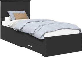 vidaXL Σκελετός Κρεβατιού Μαύρο 75 x 190 cm Επεξεργασμένο Ξύλο