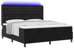 vidaXL Στρώμα Κρεβάτι με Στρώμα & LED Μαύρο 180x200 εκ. Βελούδο