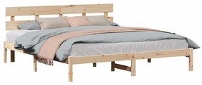 vidaXL Σκελετός Κρεβατιού Καφέ 180 x 200 cm Μασίφ ξύλο πεύκου