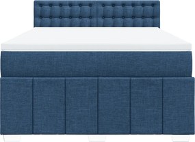 vidaXL Κρεβάτι Boxspring με Στρώμα Μπλε 160x200 εκ. Υφασμάτινο