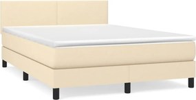 vidaXL Κρεβάτι Boxspring με Στρώμα Κρεμ 140x190 εκ. Υφασμάτινο