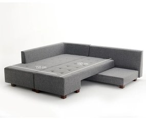 Πολυμορφικός καναπές-κρεβάτι δεξιά γωνία PWF-0156 με ύφασμα ανθρακί 206x282x85εκ - Ύφασμα - 071-000329