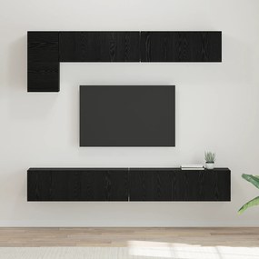 vidaXL Σετ επίπλου τηλεόρασης με ράφι με αποθήκευση με πόρτα 5 pcs Μαύρη Οξυά