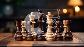 Intra Συλλεκτικό Ξύλινο Παζλ Plywood  4mm - Σκακιέρα με ασπρόμαυρα κομμάτια σκακιού Σε Ξύλινο Κουτί - Διαστάσεις Puzzle: 10x10 cm – 25 κομμάτια