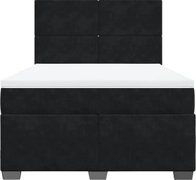 vidaXL Κρεβάτι Boxspring με Στρώμα Μαύρο 140x200 εκ. Βελούδινο