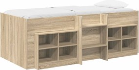 vidaXL Κρεβάτι σοφίτας με ντουλάπι με ράφι 3 τμχ. Sonoma Δρυς