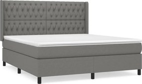 vidaXL Κρεβάτι Boxspring με Στρώμα Σκούρο Γκρι 180x200 εκ Υφασμάτιν