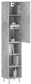 vidaXL Ντουλάπι Γκρι Σκυροδέματος 34,5x34x180 εκ. Επεξεργασμένο Ξύλο
