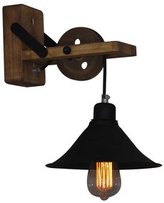 Φωτιστικό Τοίχου - Απλίκα HL- 318W-1S 77-3182 Melkor Black Homelighting Metal,Wood