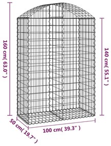 Συρματοκιβώτιο Τοξωτό 100x50x140/160εκ. από Γαλβανισμένο Χάλυβα - Ασήμι