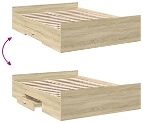 vidaXL Πλαίσιο Κρεβατιού με συρτάρια Sonoma Δρυς 120x200εκ. Επεξ. Ξύλο
