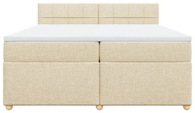 vidaXL Κρεβάτι Boxspring με Στρώμα Κρεμ 200x200 εκ. Υφασμάτινο