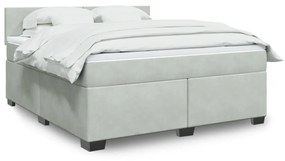 Κρεβάτι Boxspring με Στρώμα Ανοιχτό Γκρι 180x200 εκ. Βελούδινο