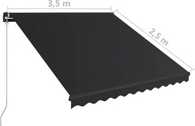 vidaXL Τέντα Συρόμενη Χειροκίνητη Ανθρακί 350 x 250 εκ.
