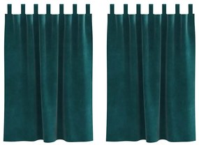 vidaXL Κουρτίνες 2 pcs Σκούρο Πράσινο 140 x 140 cm Βελούδο