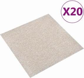 vidaXL Χαλί 20 pcs Ανοιχτό μπεζ. 50 x 50 cm 100% Πολυπροπυλένιο