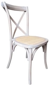 DESTINY Καρέκλα Τραπεζαρίας Οξιά Απόχρωση Decape Άσπρο, Κάθισμα Ψάθα, Στοιβαζόμενη  48x52x89cm [-Άσπρο-] [-Ξύλο-] Ε7020,4