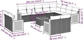 vidaXL Σετ Καναπέ Κήπου 13τεμ Μπεζ Συνθ. Ρατάν με Μαξιλάρια