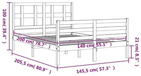 ΠΛΑΙΣΙΟ ΚΡΕΒΑΤΙΟΥ ΜΕ ΚΕΦΑΛΑΡΙ ΛΕΥΚΟ 140X200 ΕΚ. ΜΑΣΙΦ ΞΥΛΟ 3194832