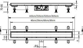 Acquanet Luxor Black Matt 1060 - Γραμμικό Σιφώνι Δαπέδου 60 cm