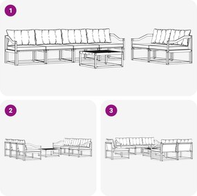 vidaXL Σειρά Καναπέ Εξωτερικού 7 pcs Λευκό και Ανοιχτό Γκρι