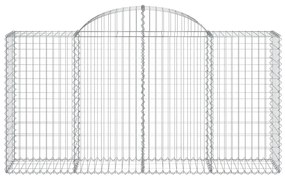 Συρματοκιβώτια Τοξωτά 9 τεμ. 200x50x100/120 εκ. Γαλβαν. Ατσάλι - Ασήμι