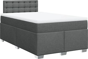 vidaXL Κρεβάτι Boxspring με Στρώμα Σκούρο Γκρι 120x190 εκ Υφασμάτινο