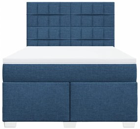 Κρεβάτι Boxspring με Στρώμα Μπλε 160x200 εκ. Υφασμάτινο - Μπλε