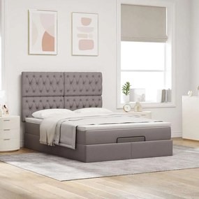 vidaXL Οθωμανικό κρεβάτι με στρώμα Taupe 140x200cm ύφασμα