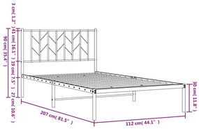 ΠΛΑΙΣΙΟ ΚΡΕΒΑΤΙΟΥ ΜΕ ΚΕΦΑΛΑΡΙ ΛΕΥΚΟ 107 X 203 ΕΚ. ΜΕΤΑΛΛΙΚΟ 374482