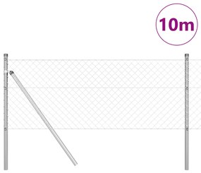 vidaXL Φράχτης αλυσίδας με 7 Στυλίδια 0.4x10 μ Γαλβανισμένο ατσάλι