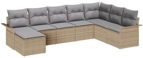 vidaXL Σετ Καναπέ Κήπου με μαξιλάρι 8 pcs Μπεζ Πολυ ράταν