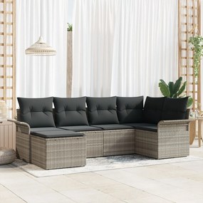 vidaXL σετ καναπέ κήπου 6 κομματιών με μαξιλάρια ανοιχτό γκρι πολυρατάν